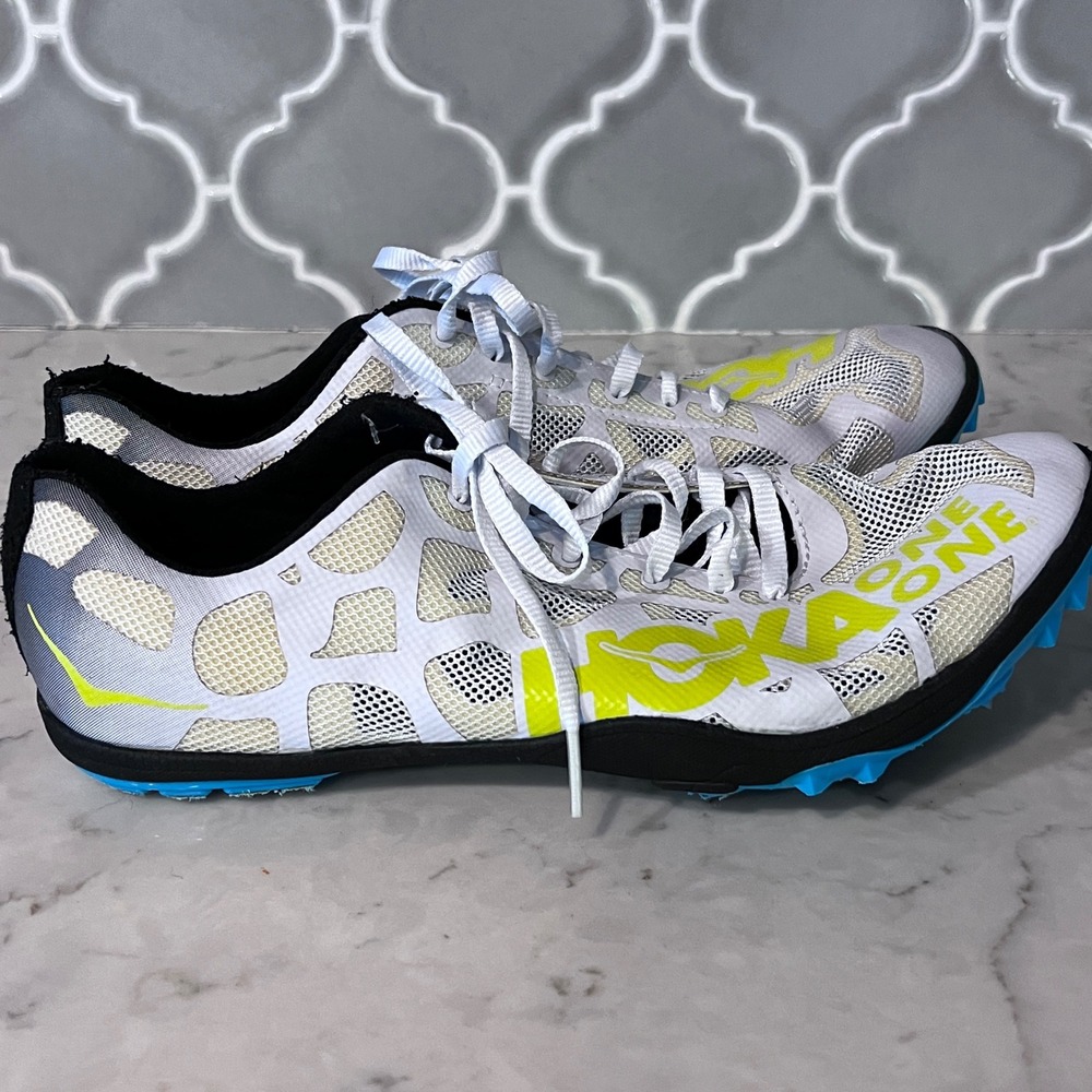 Hoka One One Rocket LD Men 10.5 Track Field Spikes White Yellow 1013929 BCYN